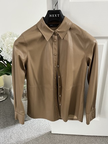 Taupe tailored leather shirt - taupe,