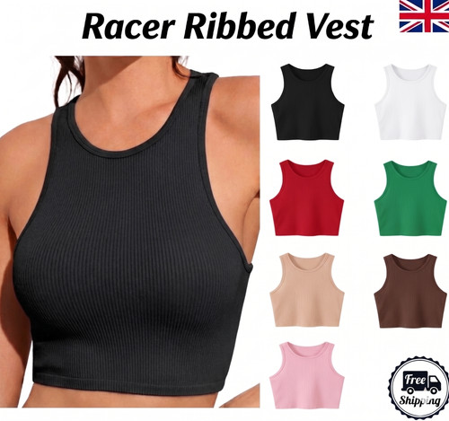 Women ribbed sleeveless crop - sleeveless,