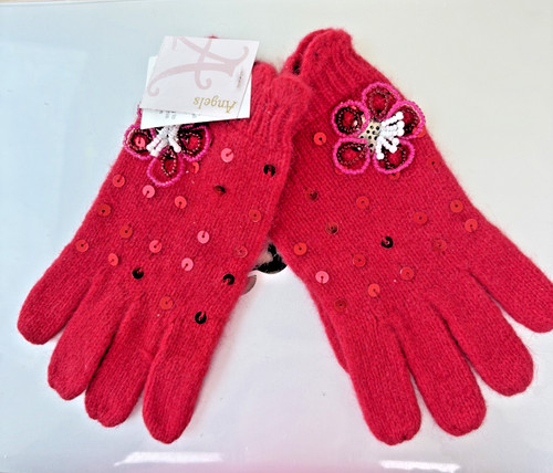 Red sequin finger gloves - red, age