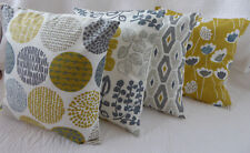 4 Cushion Covers 16" inch Saffron Yellow Mustard Grey Co-ordinating Prints 40cm