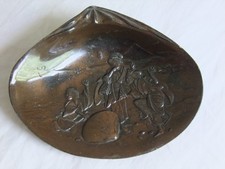 Antique Taisho period (1912 – 26) shell shaped metal antimony dish.