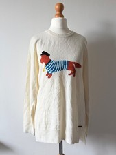 Quba jumper size 10 sailor dog cream wool cashmere blend sweater long sleeve NEW