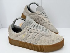 Womens Adidas SAMBA Beige Suede Trainers UK 6 EU 39.5 - Wedge Gum Sole