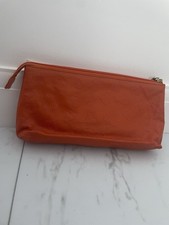 Orange Leather Clutch Bag
