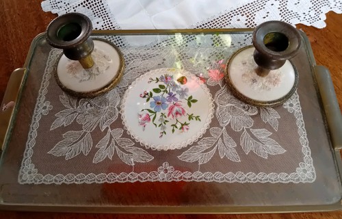 Vintage petit point tray - tray, and