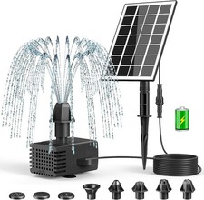 Solar Fountain Kit Works in Cloudy High Efficiency Glass Panel, 2000mAh