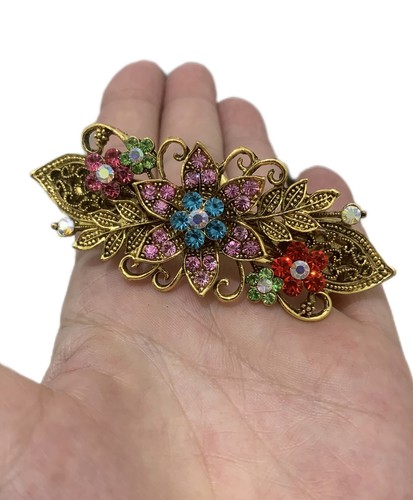 Large floral rhinestone hair - rhinestone,