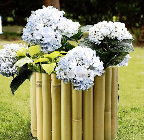 Bamboo garden edging natural - bamboo,