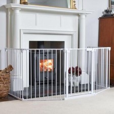 White Five Panel Nursery Fire Guard Child Pet Safety Gate Fence
