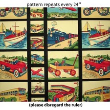Retro Transportation Panel Cotton Quilting Fabric - 60cm x 110cm -Michael Miller