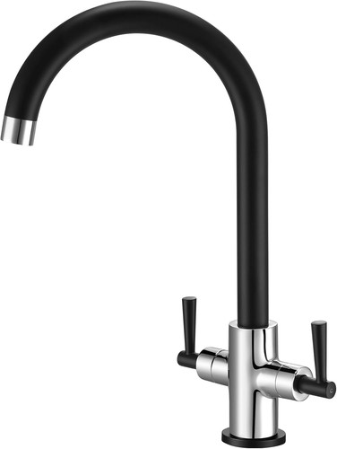 Black and chrome kitchen tap - chrome,