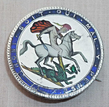1819 ANTIQUE KING GEORGE III ENAMELLED SILVER CROWN COIN BROOCH