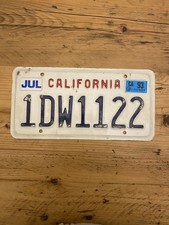 Vintage California US Car License Plate 1DW1122