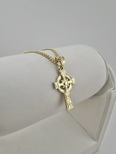 Solid 9ct Yellow Gold Ornate Large Solid Classic Celtic Cross Pendant