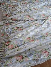 Vintage 80s Laura Ashley Blue/ Rose/Floral Stripe Chintz Fabric Remnant Curtains