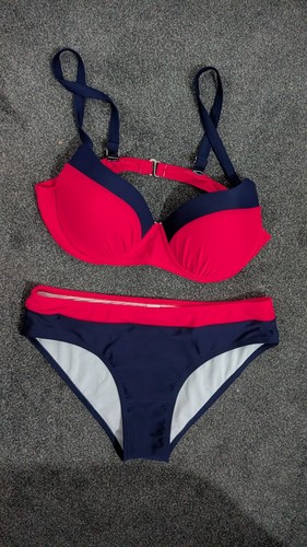 Neon pink navy mix bikini - neon,