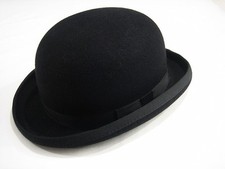 100% Wool Ladies Black Bowler Hat Fashion Hat Satin Lining 4 Sizes
