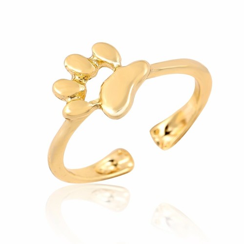 Paw print ring silver - paw, gold