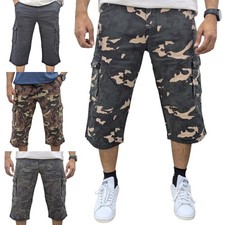 Mens Cargo Shorts 3/4 Camouflage Combat Summer Work Three Quarter Shorts Pants