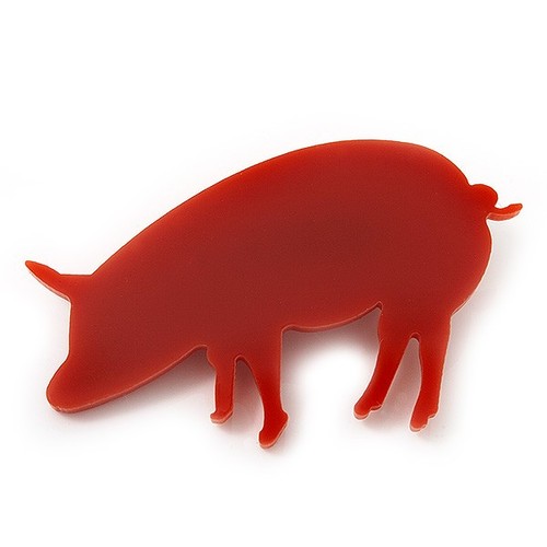 Orange acrylic piggy brooch - piggy,