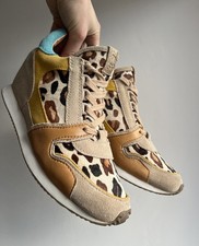 Ash Limited Hidden Wedge UK 7 EU 41 Trainer Shoes Leopard Print Leather Suede
