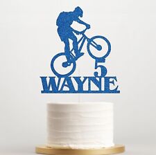 Bike, Cyclist, Cycle Cake Topper, Personalised Glitter, Any Age or Name