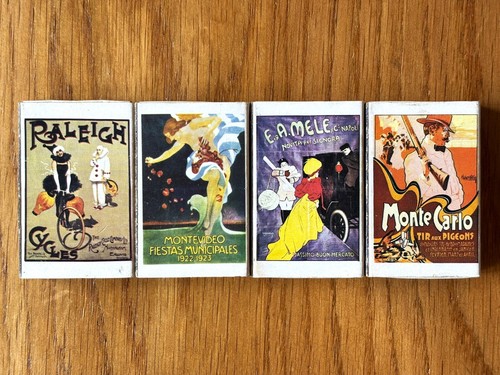 Matchboxes old tyme posters - old,