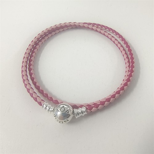 Pink double leather charm - pink, double-leather