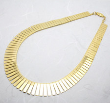 Vintage Cleopatra Egyptian Style Gold Tone Fringe Collar Necklace Jewellery
