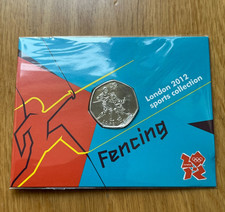 2012 LONDON OLYMPIC SPORTS 2011  FENCING  50p COIN UNC SEALED IN CARD.