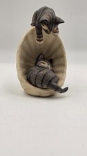 Harvey Knox Kingdom Kittens Playing In Wicker Basket Pottery Vintage Cat 