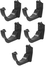 5 Pcs Floplast 112mm Half Round Fascia Gutter Bracket, Plastic, Black, Outdoor