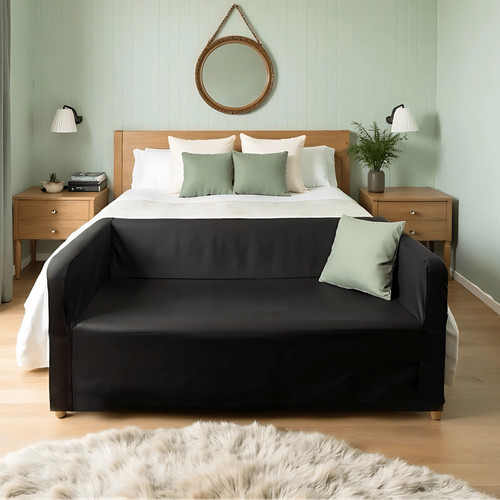 Solid black european - black, linen