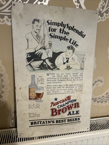 Newcastle brown ale metal sign - brown,
