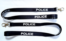 POLICE lanyard - white print on black 15mm lanyard for ID keys. Free UK post.
