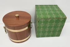Vintage Teak Ice Bucket Mid Century Modern 1960/1970s Japan in Original Box.