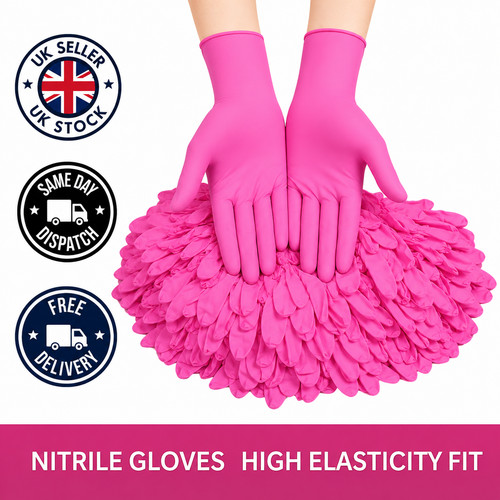 Pink disposable nitrile gloves - pink,