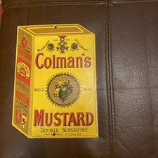 VINTAGE DODO MFRS  ENGLAND COLMAN’S MUSTARD ENAMEL STEEL SIGN  28.5 X 20 CMS VGC