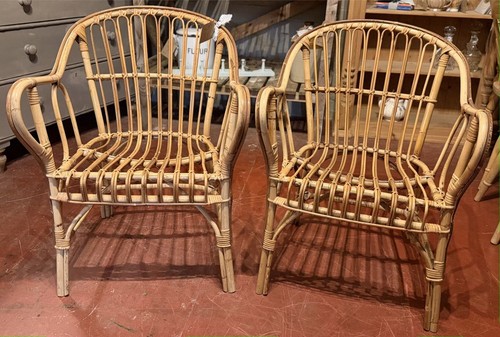 Vintage pair bamboo chairs - vintage, of