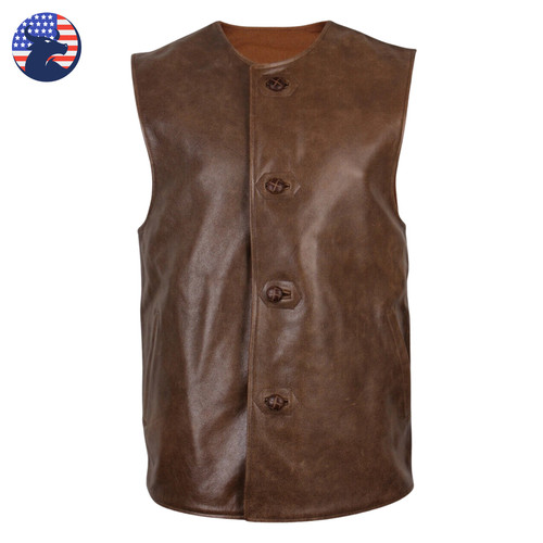 Men real leather vest ww1 - real,