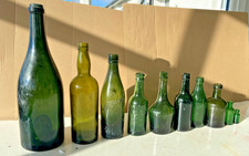 Job lot of 10 old green glass