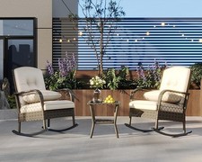 2x Beige Outdoor Rattan