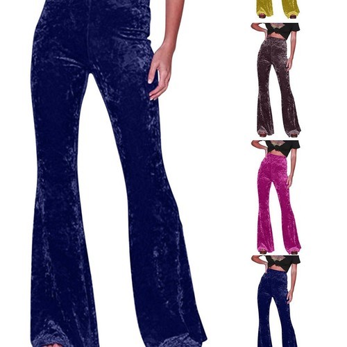 Womens crushed velvet trousers - crushed,