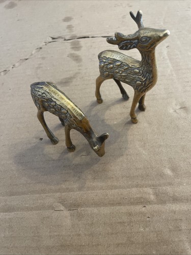 Vintage brass spotted deer - 2,