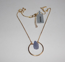 STERLING SILVER 925 Gemporia Gold Plated RAW TANZANITE Droplet NECKLACE NWT CoA