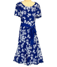 New Jacques Vert dress 16 Chiffon Cobalt Blue White Exclusive Print Wedding