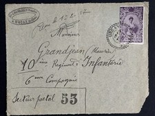 WW1,  1917, COVER FRONT - URCAY TO SECTEUR 53 - PATRIOTIC LABEL: 9 FANTERIA