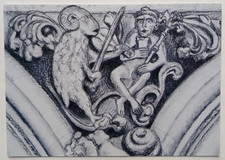 Postcard - Charcoal of Stone Carving in Elder Lady Chapel Bristol Cathedral