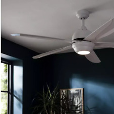Modern Remote Control Ceiling Fan With Light Home Decor E27-10W-5 Fan Arms White