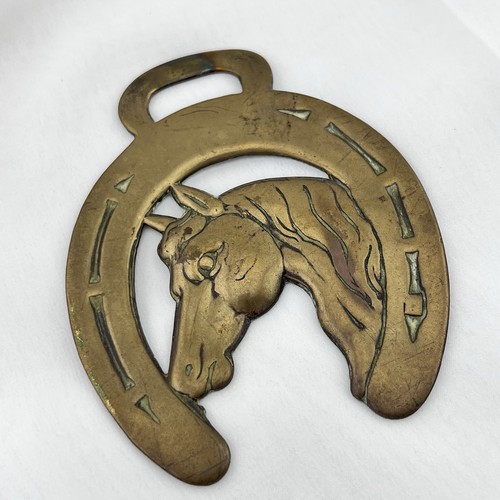 Brass horse medallion - medallion, antique